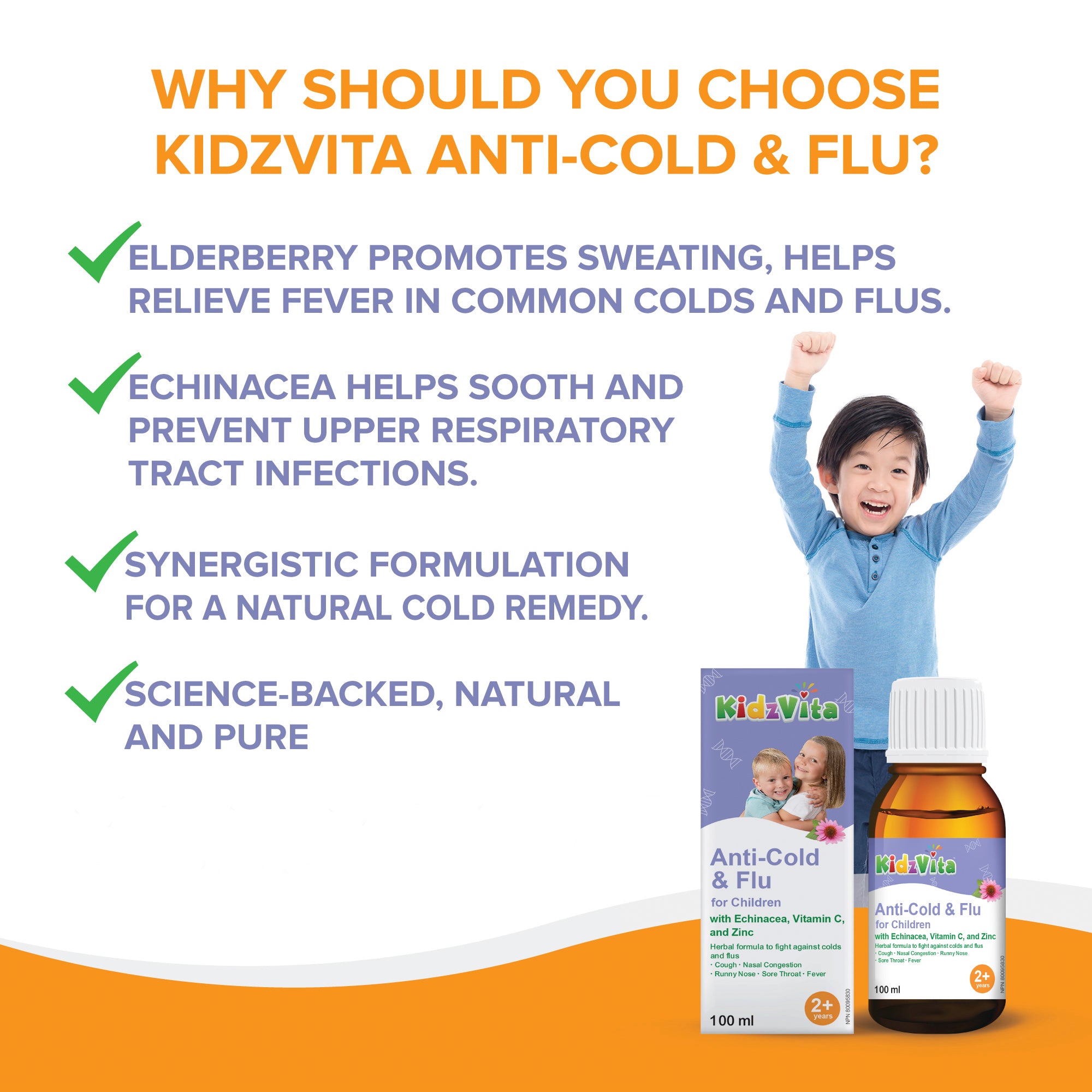 Anti-Cold & Flu for Children (with Echinacea, Vitamin C, and Zinc) 100ml Product Image